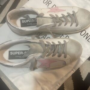 Golden Goose Superstar Classic Pink/White/Silver Sz 39